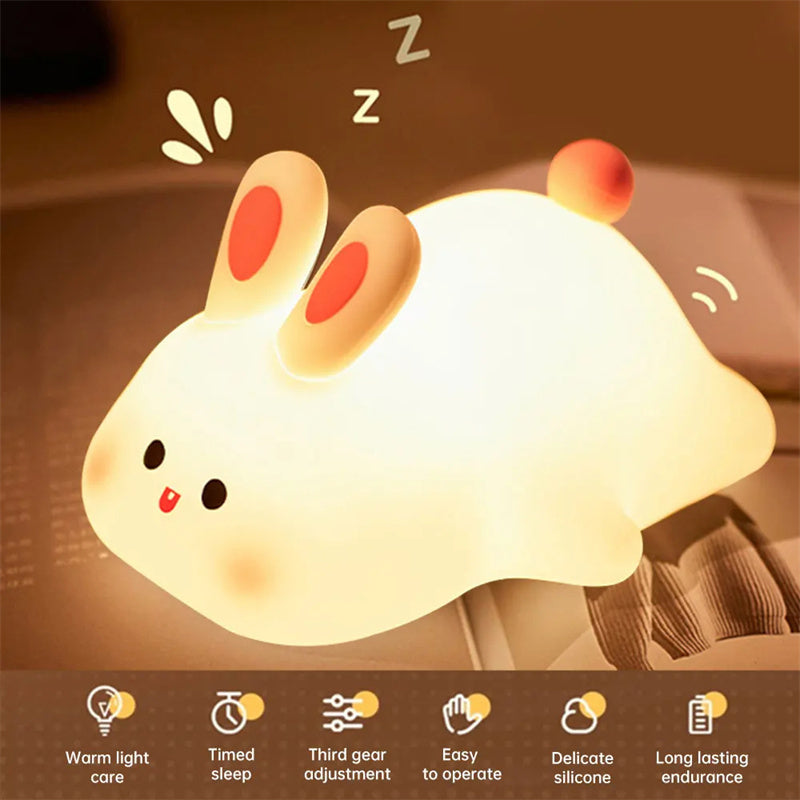 Lampada Notturna LED Coniglio Carino Con Sensore Touch