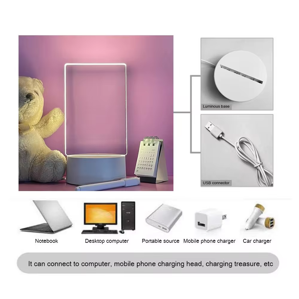 Lavagna Messaggi in Acrilico LED con Alimentazione USB