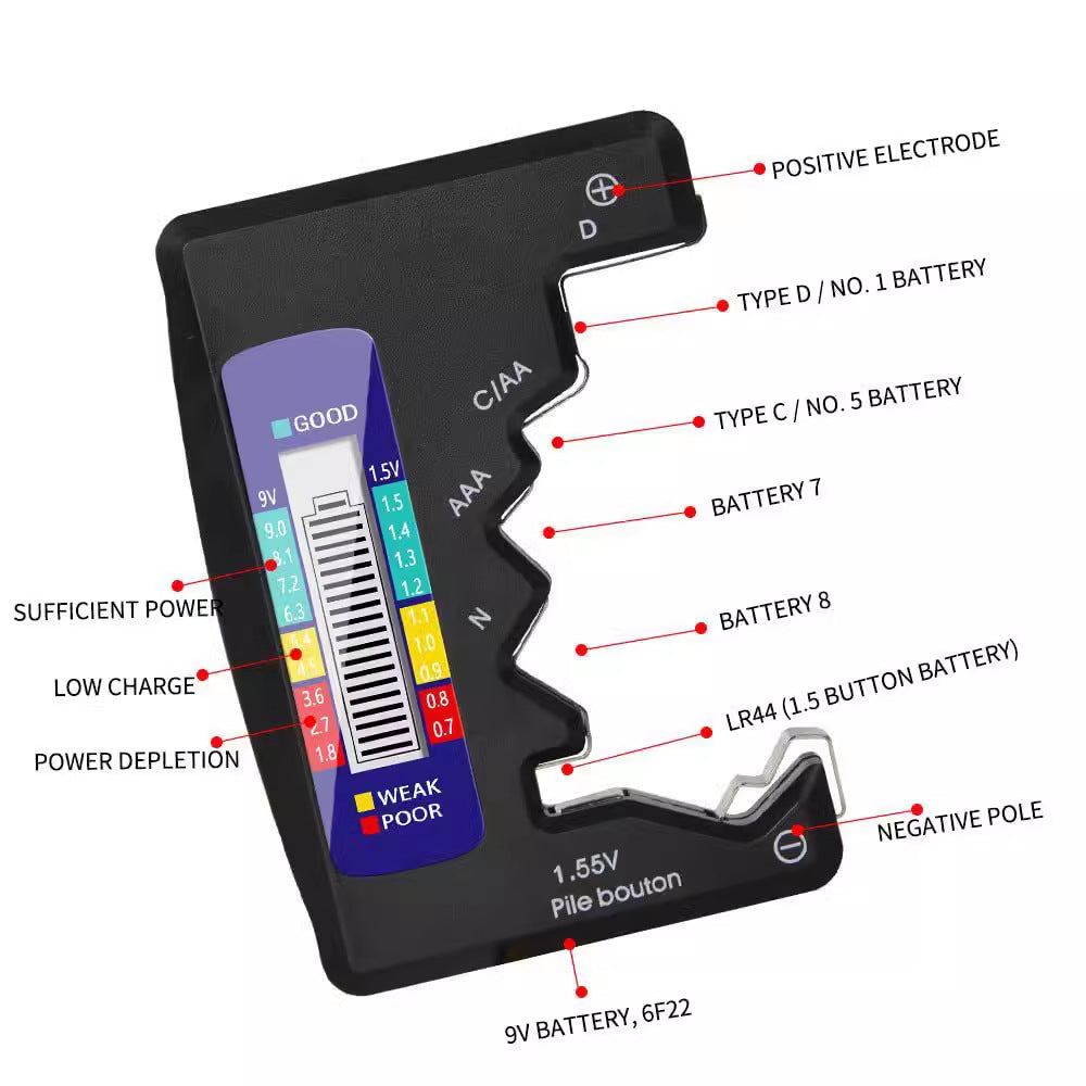 Tester universale per batterie digitali con display LCD