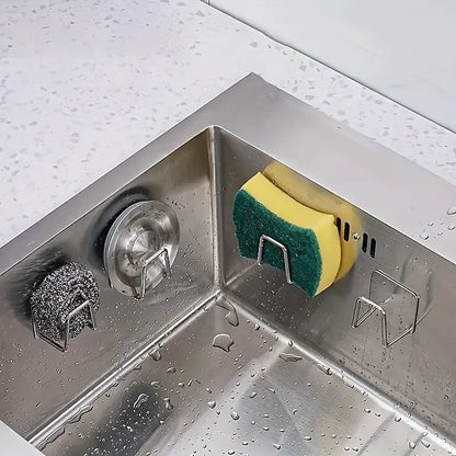 Gancio adesivo moderno in acciaio inossidabile per conservazione della spugna - Porta spugna drenante e ventilato