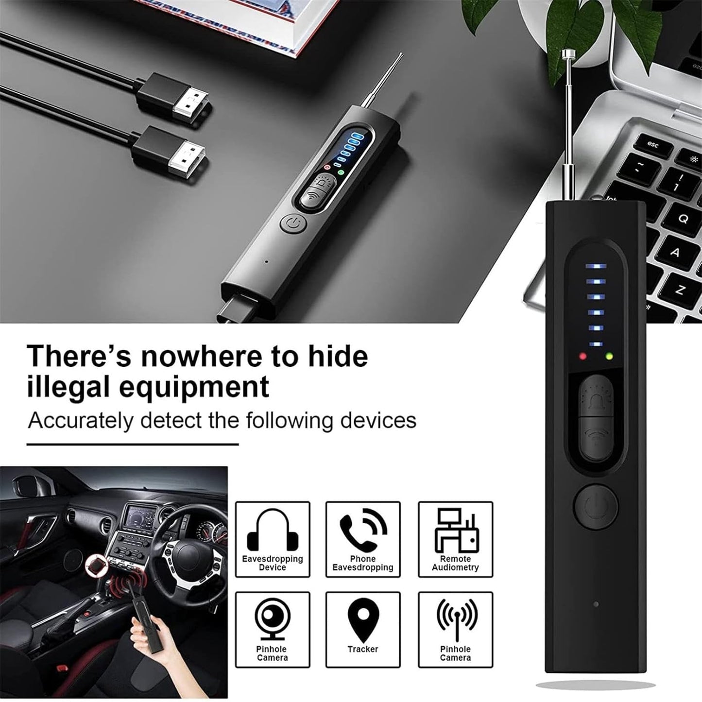 Caméra cachée portable et détecteur GPS