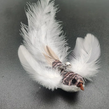 Baguette longue en fil d'acier avec plume pour chat amusant