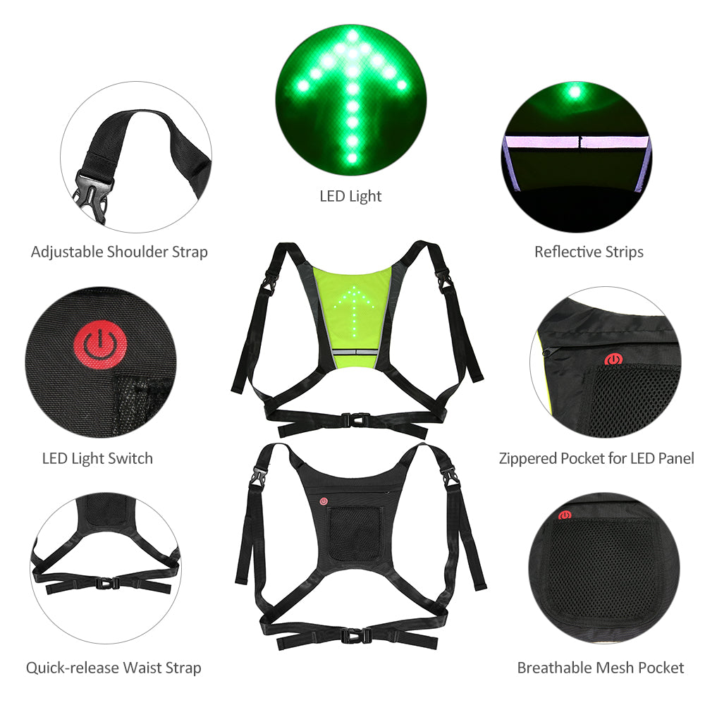 Sac à dos réfléchissant avec gilet LED rechargeable par USB